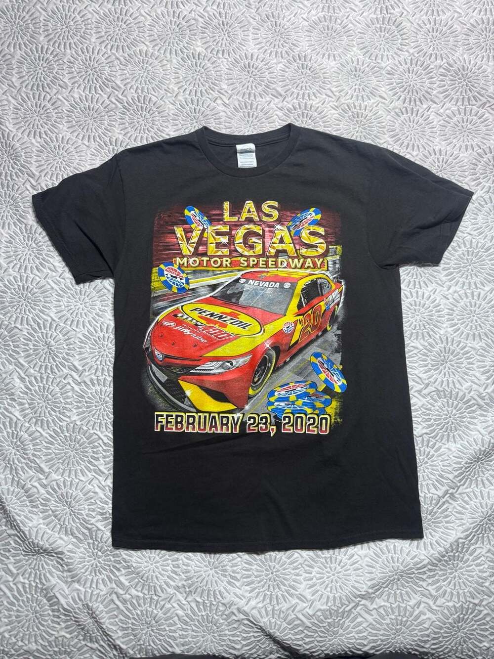 Las Vegas Motor Speedway February 23 2020 NASCAR Pennzoil Black T-Shirt Medium